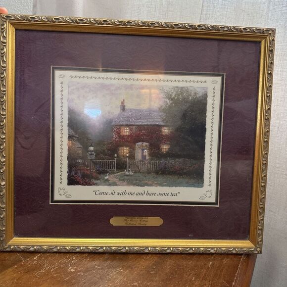 Thomas Kinkade Pye‎ Corner Cottage Framed 14.5" x 12.5" Canvas Accent Print COA - Picture 1 of 8